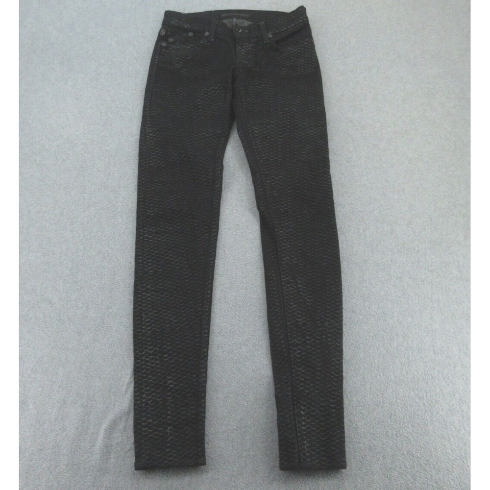 Rock & Republic Womens Jean Skinny Black Snakeskin Print Vintage Ankle Zip 25x31